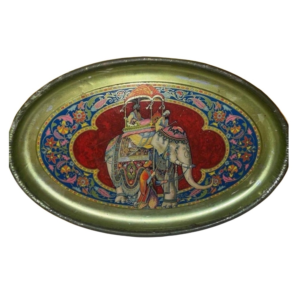 Indian Howdah Elephant Art Tin Serving Platter